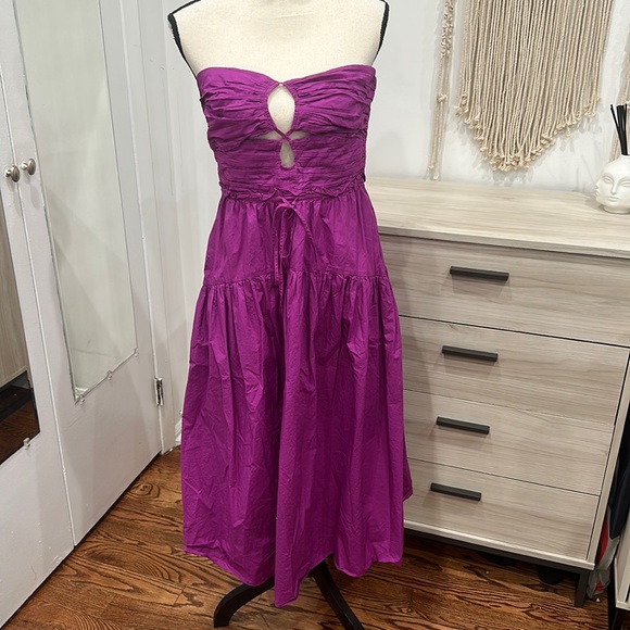 Ulla Johnson Ella Purple Pleated Cut Out Strapless Dress size 8 - Picture 3 of 8